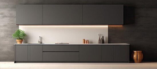Contemporary sleek gray and white kitchen