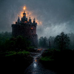 Fototapeta premium Dark Castle in the Night