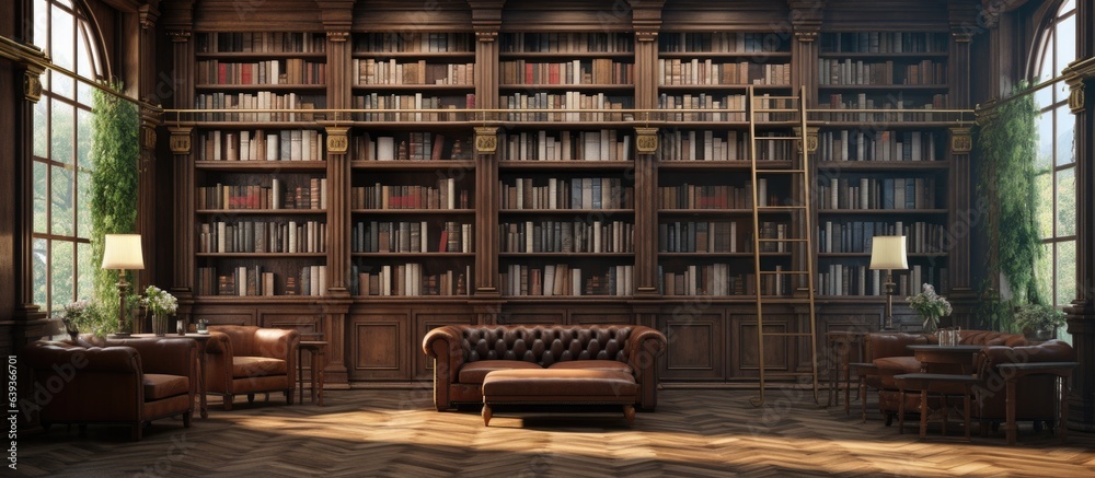 Poster Rendering of a private library interior in