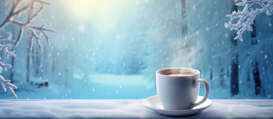 Obraz na płótnie Canvas Coffee to warm the frozen window