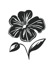 Black hibiscus tropical exotic flower outline contour silhouette vector drawing.Floral stencil tattoo design.Decor.Decoration.Vinyl wall sticker decal.Plotter laser cutting.Logo.DIY