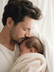 Tender moments: Portrait of a father holding his child