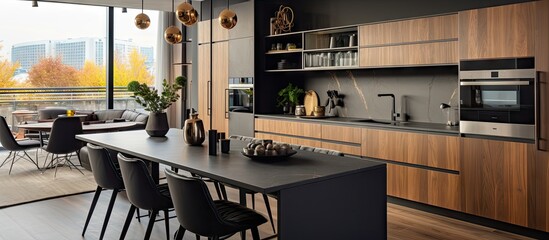 Contemporary interior of a fancy apartment s kitchen