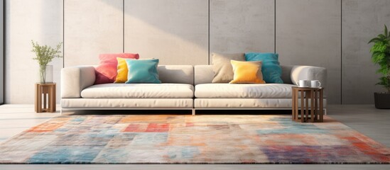 Contemporary multi hued rugs with textured design for living room floors