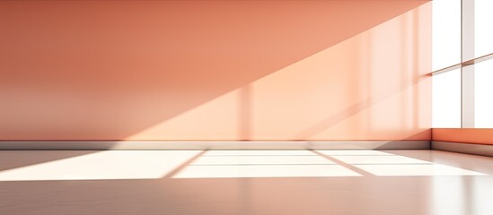 empty room with shadows glossy floor bright wall