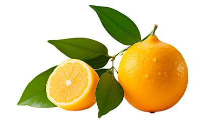  Juicy Sicilian Yellow Lemon on Transparent Background. Generative AI.