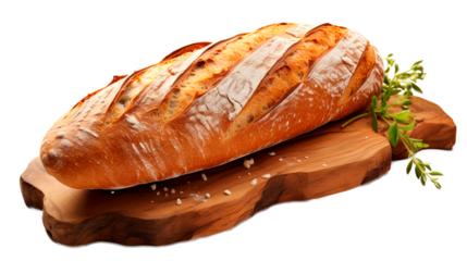 Baguette bread on Transparent Background. Generative AI.