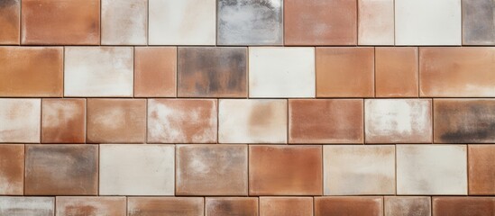 Terracotta tiles in rustic style for interior walls or floors with a brown and white color scheme offering a textured background
