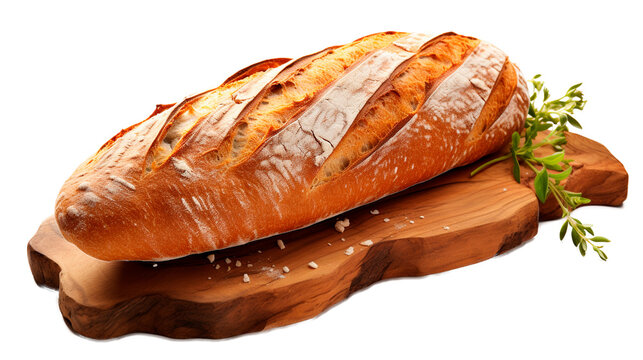 Baguette bread on Transparent Background. Generative AI.