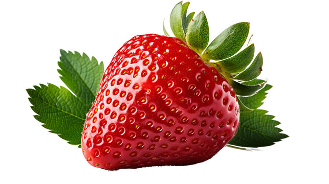Fresh Red Stawberry on Transparent Background. Generative AI.
