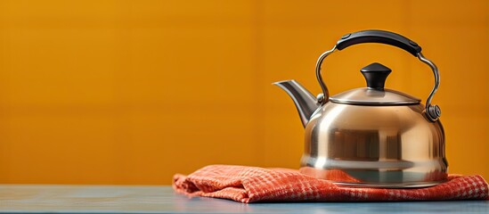 Kitchen counter with cooking utensils and towel on sink