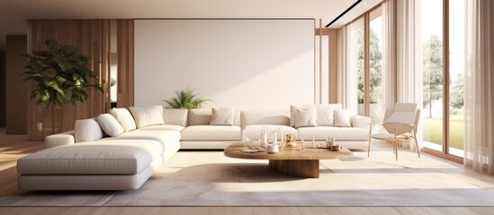 Fototapeta premium a modern luxury living room with bright large interiors