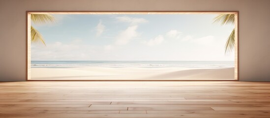 Rendering of an empty holiday villa room with wooden paneling