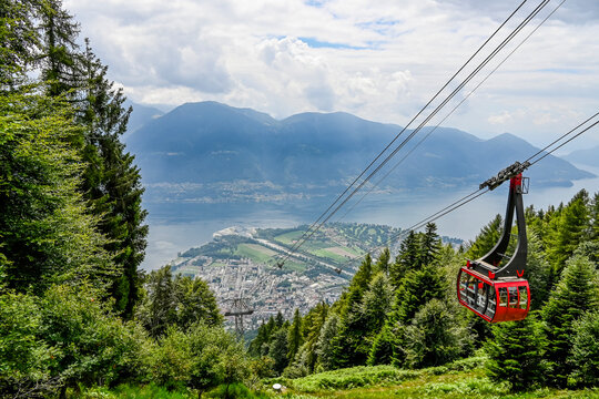 Cardada, Aussicht, Lago Maggiore, See, Luftseilbahn, Wanderweg, Flussdelta, Maggia-Delta, Locarno, Ascona, Maggia, Fluss, Sommer, Tessin, Schweiz