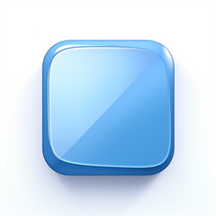 Blank Mobile application icon, button - blue square with round corners. 3d style
