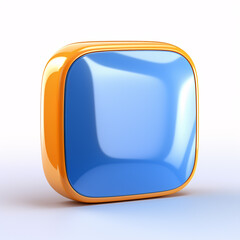 Blank Mobile application icon, button - blue square with round corners. 3d style