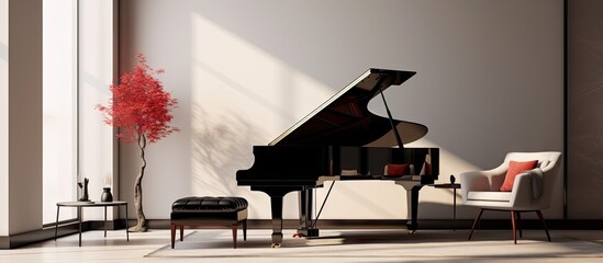 Modern living room with grand piano