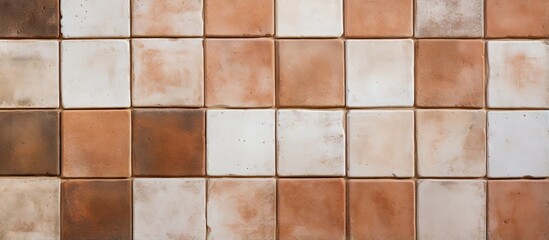 Terracotta tiles in rustic style for interior walls or floors with a brown and white color scheme...