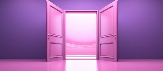 opportunity concept with pink doors open on a purple stage