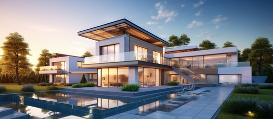 Fototapeta premium New luxury home in a illustration