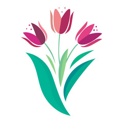 Obraz premium bouquet of tulips logo tattoo style vector illustration