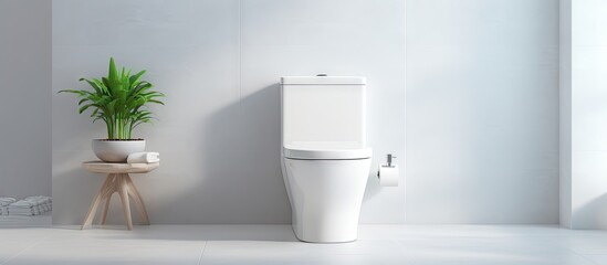 Modern bathroom with a white toilet - obrazy, fototapety, plakaty