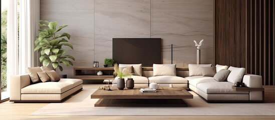 Contemporary style in a living room mockup design