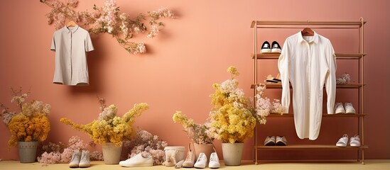 Interior of a house shoes and clothes floral design studio
