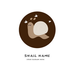 cartoon flat simple logo design with snail