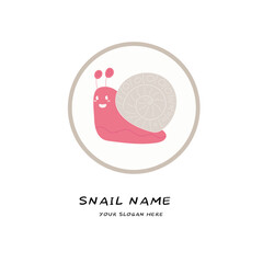 cartoon flat simple logo design with snail
