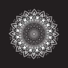 Luxury ornamental mandala design background, Luxury wedding invitation, Ornamental floral corner frame, black background with line mandala decoration, coloring