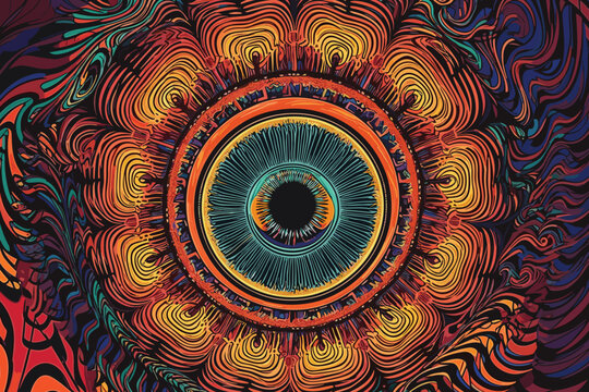 background with circles Abstract colorful psychedelic acid trip portal Ector vector art generative AI