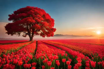 Fotobehang tulip field generated by AI © sajid