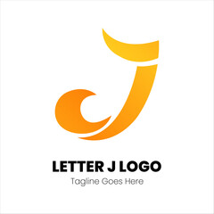 J Letter Logo Icon orange gradient Design template Element
