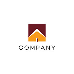 Real-estate home door logo design editable 