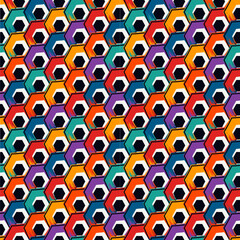 Paint brush hexagons. Hand drawn honeycombs background. Hexahedrons wallpaper. Hives motif. Geometric backdrop. Ethnic digital paper. Web designing. Textile print. Seamless pattern