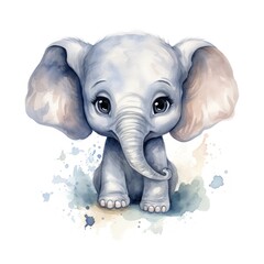 Adorable Baby Elephant Clipart in Soft Style AI Generated