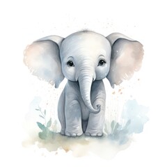Soft and Dreamy Cut Elephant Clipart AI Generated
