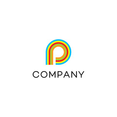 Rainbow p logo design typography