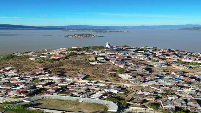 Vertical Approach: Aerial Video Getting Closer to Janitzio Island in Patzcuaro