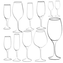 Line art of vector bar glasses. 