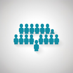 Illustration of crowd of people icon silhouettes vector. Social icon. Flat style design. User group network. Corporate team group. Community member icon. Business team work activity. Staff unity icon