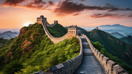 great Wall of China landscape - obrazy, fototapety, plakaty