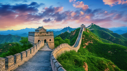 great Wall of China landscape - obrazy, fototapety, plakaty