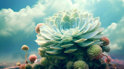 Fototapeta premium Rare and surreal succulent plant with fantasy colors like an echeveria or graptoveria 