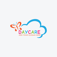 child daycare logo design vector - obrazy, fototapety, plakaty