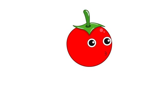 Animated video of a Tomato character moving and bouncing sideways.