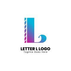 L Letter Logo Icon Pink and blue color gradient Design template Element vector art