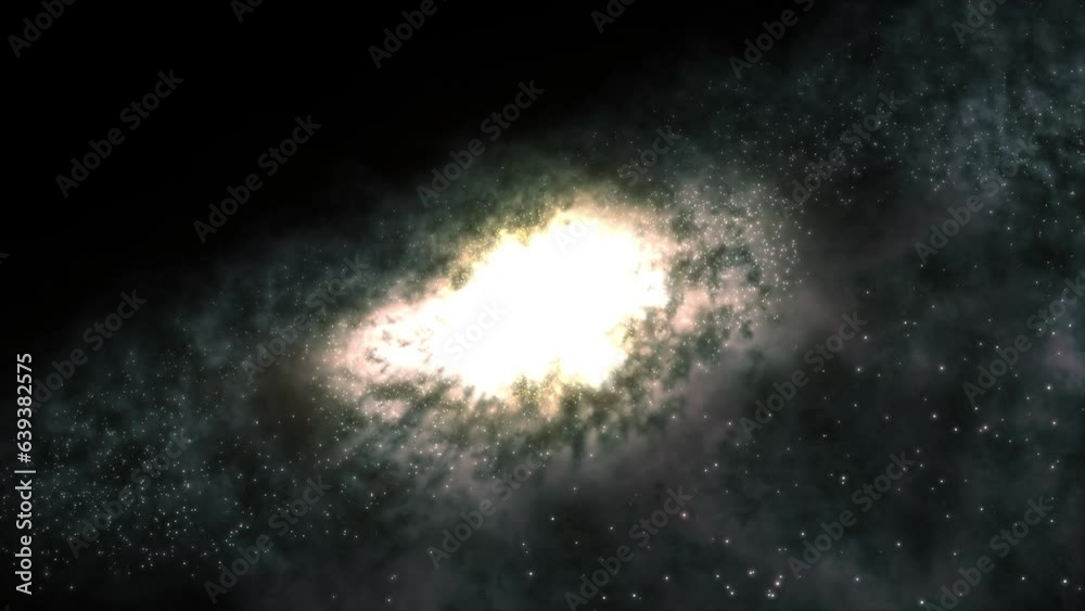 Wall mural bright galaxy consisting of nebulae and star clusters. the central part of the galaxy with a bright 
