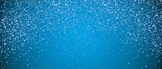 Particles elements on dark blue background. Snowflakes blurred on blue background